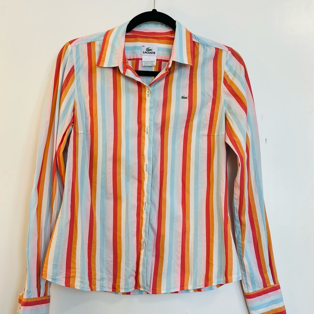 Lacoste Women’s Tailored Striped Button-Down Size 40